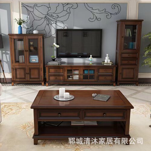 美式乡村做旧餐边柜多功能储物柜厂家批发实木小户型高档酒柜