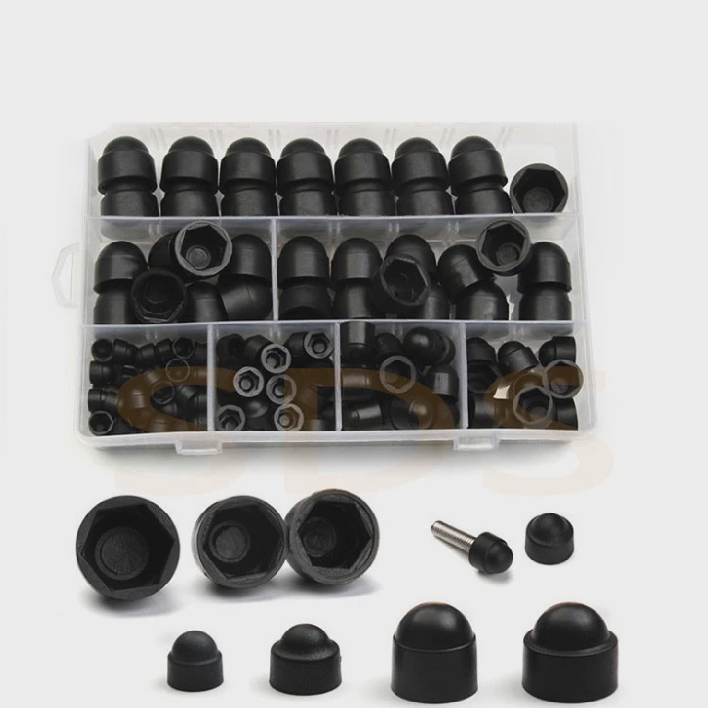 速发145pcs组合螺母螺栓盖M4-M12组件黑色 内六角螺栓盖帽PE盖帽