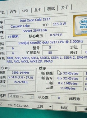 Intel/英特尔志强金牌 5217 CPU