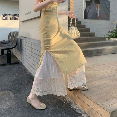 衬裙旗袍女夏季专用打底衬裙蕾丝边裙裤百搭打底无痕防走光阔