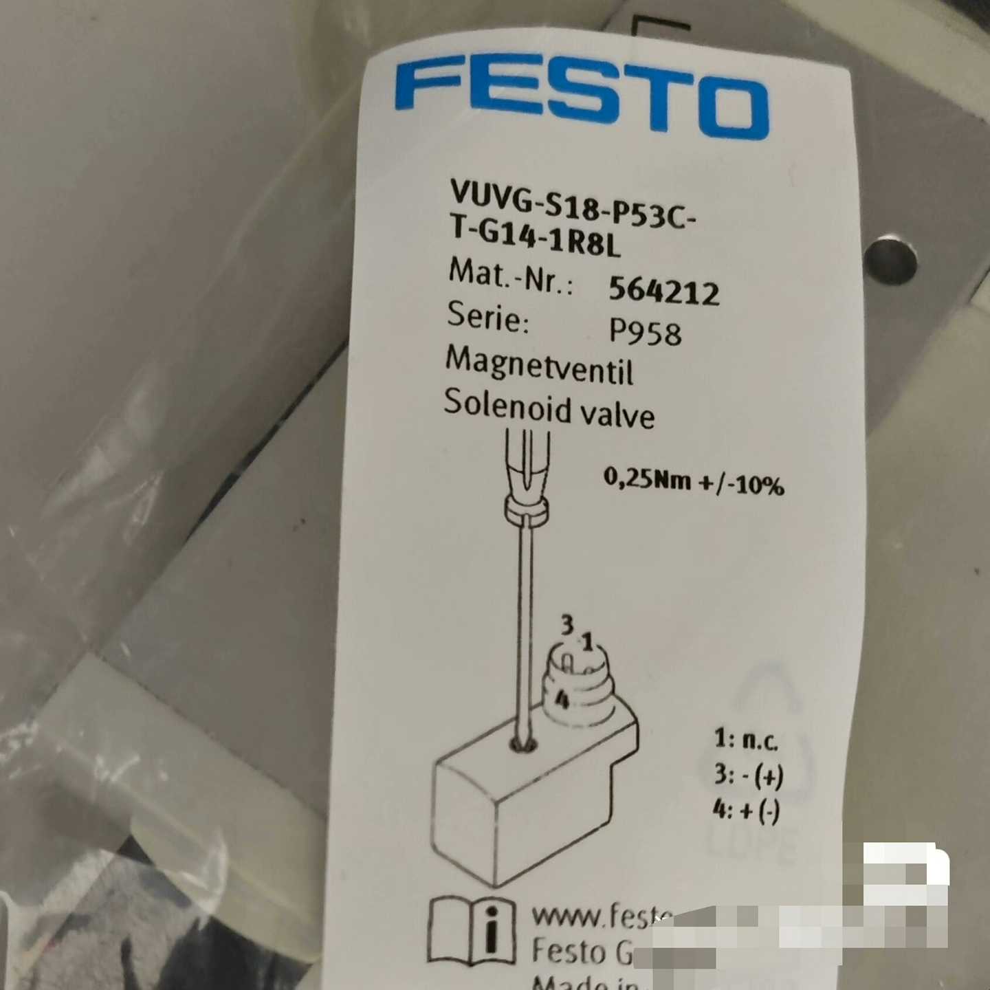 （洋洋设备）FESTO电磁阀VUVG-S18-P53CT-G14-1