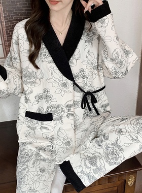 空气棉月子服秋冬天产后产妇哺乳孕妇睡衣女冬季款两件套喂奶夹棉