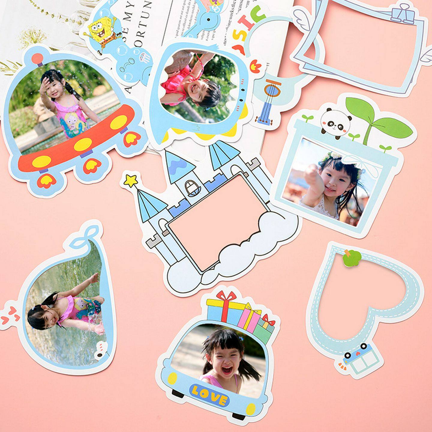 卡通相框贴纸幼儿园成长手册装饰材料diy相册本照片卡纸边框贴画