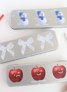 3egiz原小众文具盒女孩可爱蝴蝶结铅笔盒笔盒收纳日系ins铁制