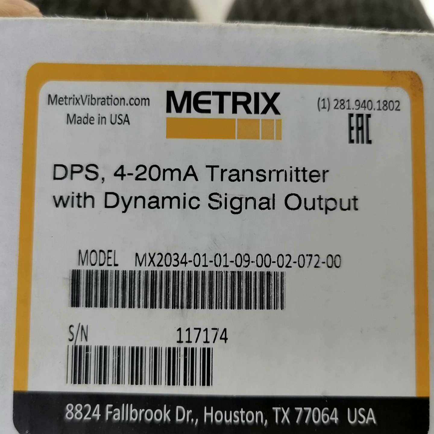 METRIX位移变送器MX2034-01-01-09-00询价