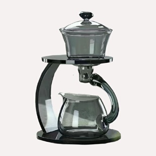 家用轻奢高档吸泡茶壶茶杯办公室懒人泡茶器 玻璃自动茶具套装