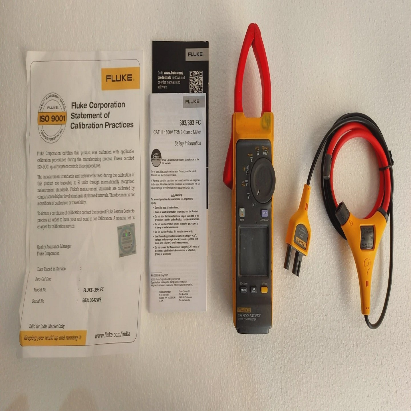 Fluke393FC-CATIII1500VTRMS无线夹具仪表带iFlex