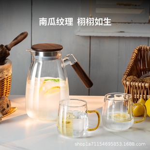 高颜值凉水壶加厚玻璃耐高温家用凉白开冷水壶果汁饮料杯茶壶套装