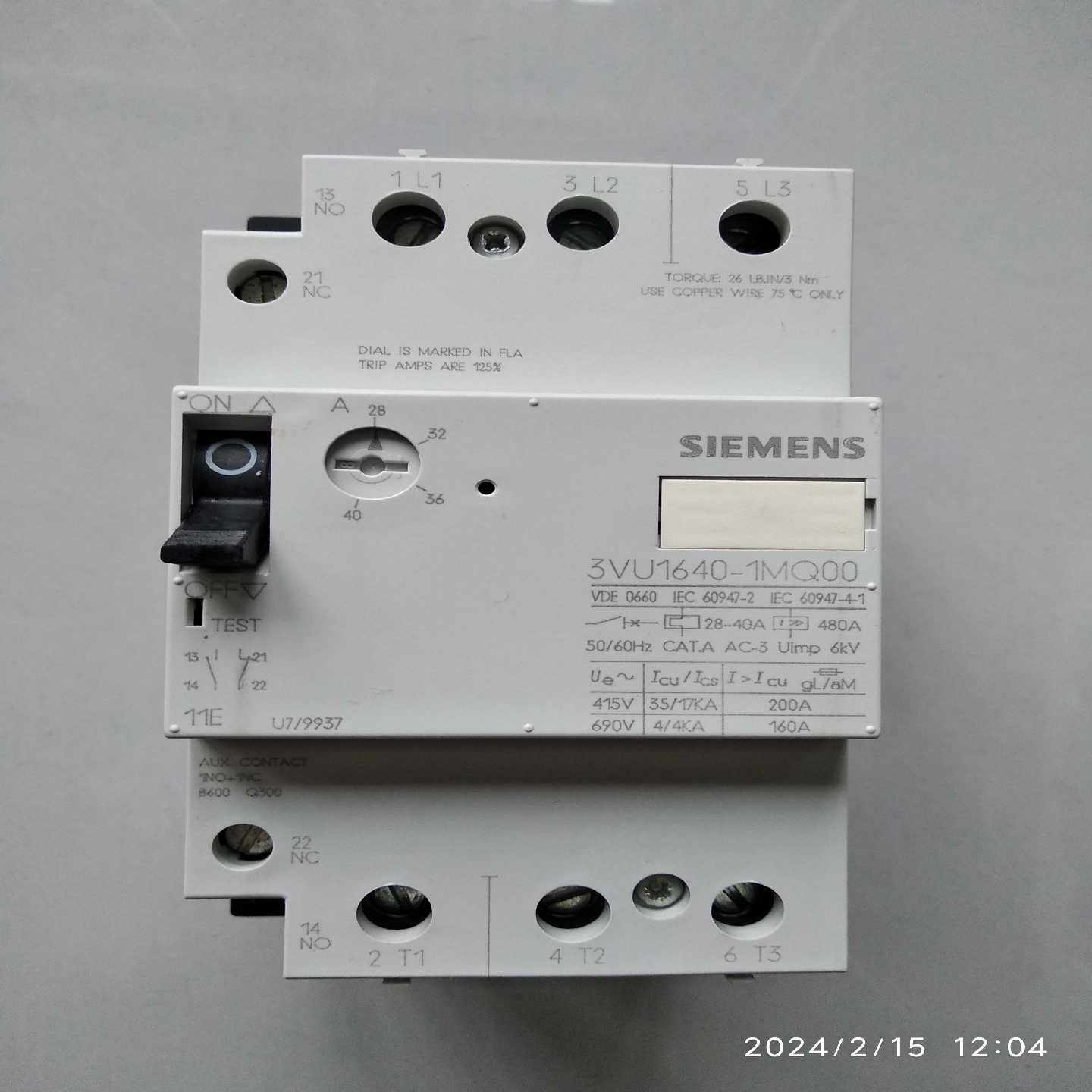 【议价】低压断路器3VU1640-1MQ0适用