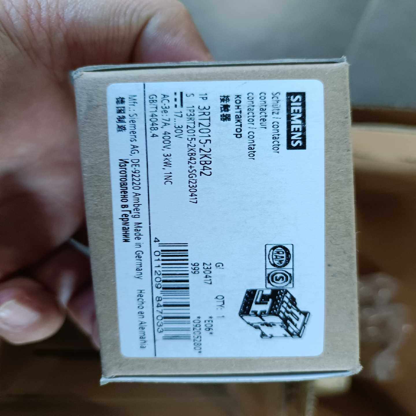 3RT2015-2KB42功率接触器3RT20152K适用