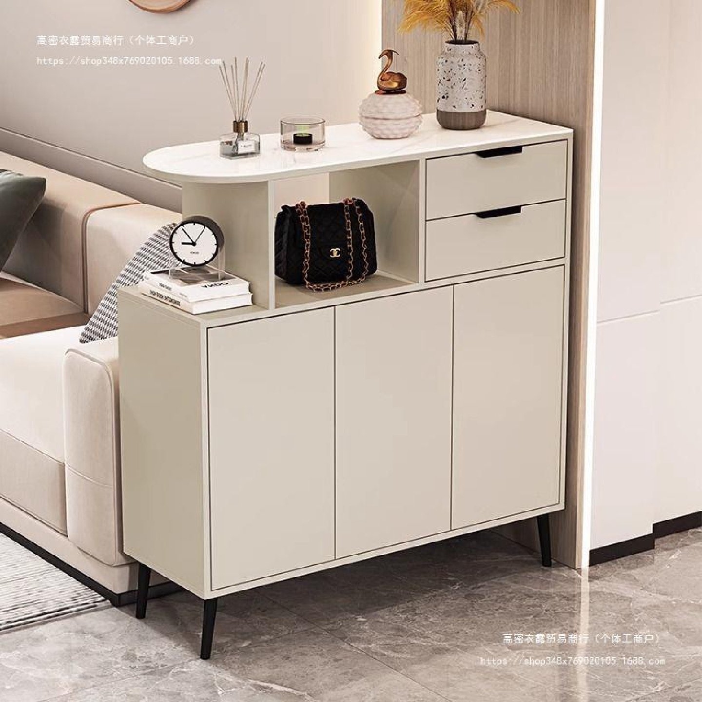 实木玄关鞋柜一体隔断入户家用门口客厅双面轻奢奶油风岩板收纳柜,居家布艺,入户地垫,淘宝优惠券,粉丝福利购,淘宝优惠卷