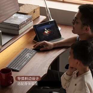 学习桌办公工作台黑胡桃木实木书桌电动升降桌电脑桌北美一体智能
