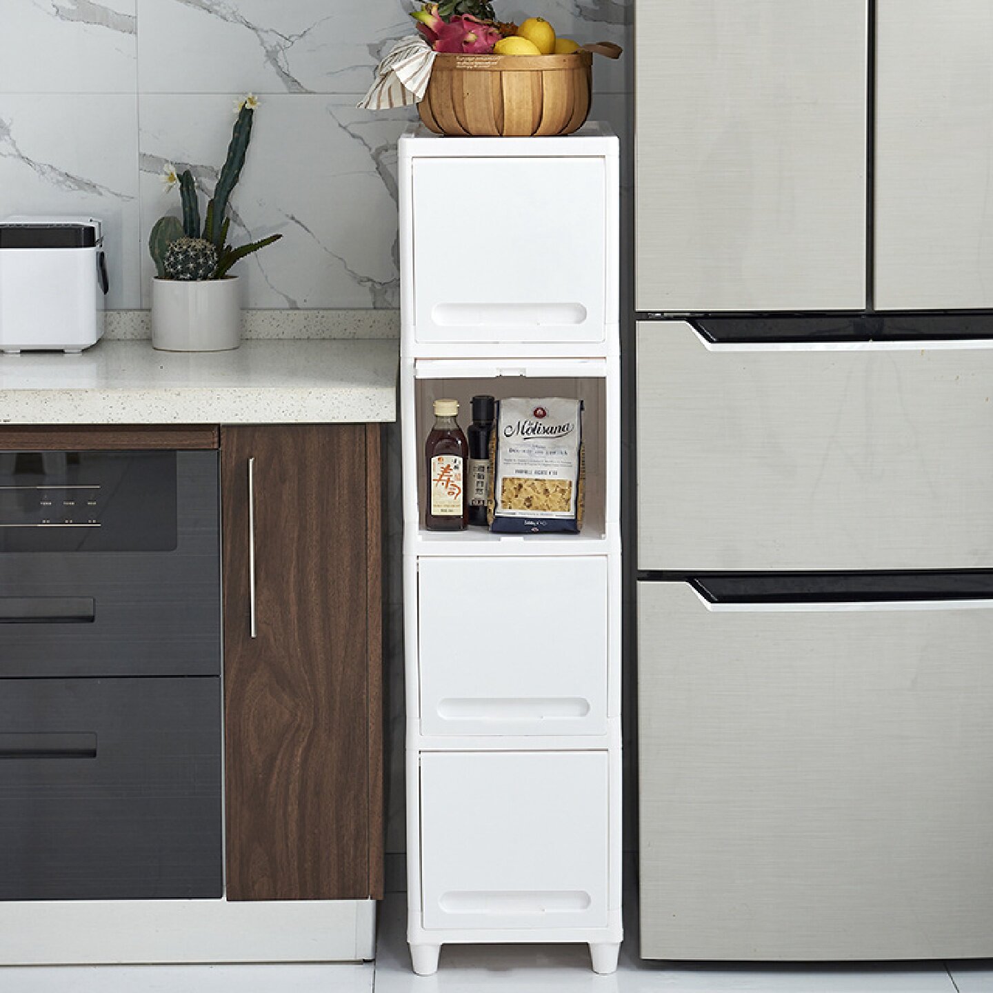 批发30cm夹缝收纳柜子抽屉式厨房缝隙多层卫生间窄储物柜置物架