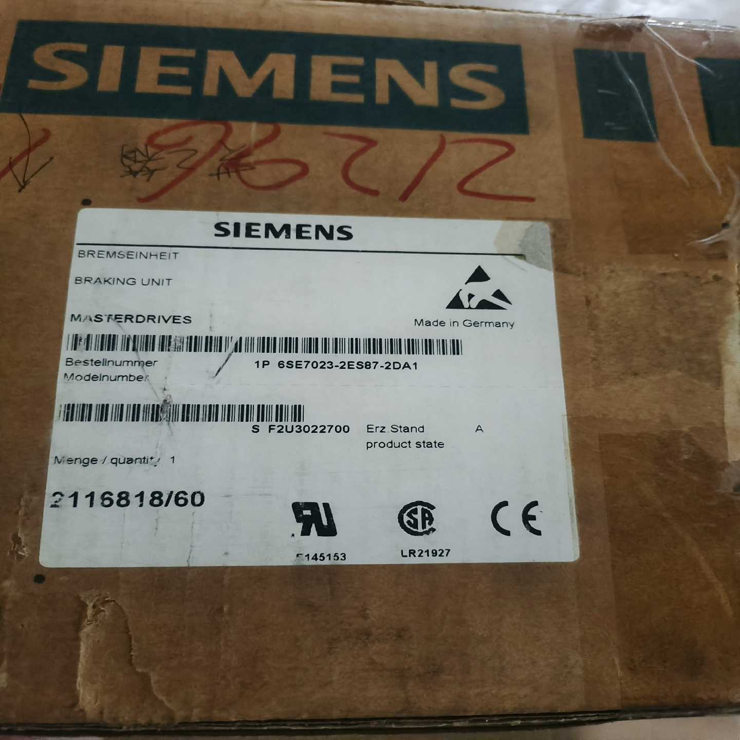 6SE7023-2ES87-2DA1 西门子制动单元，全新仓~议价