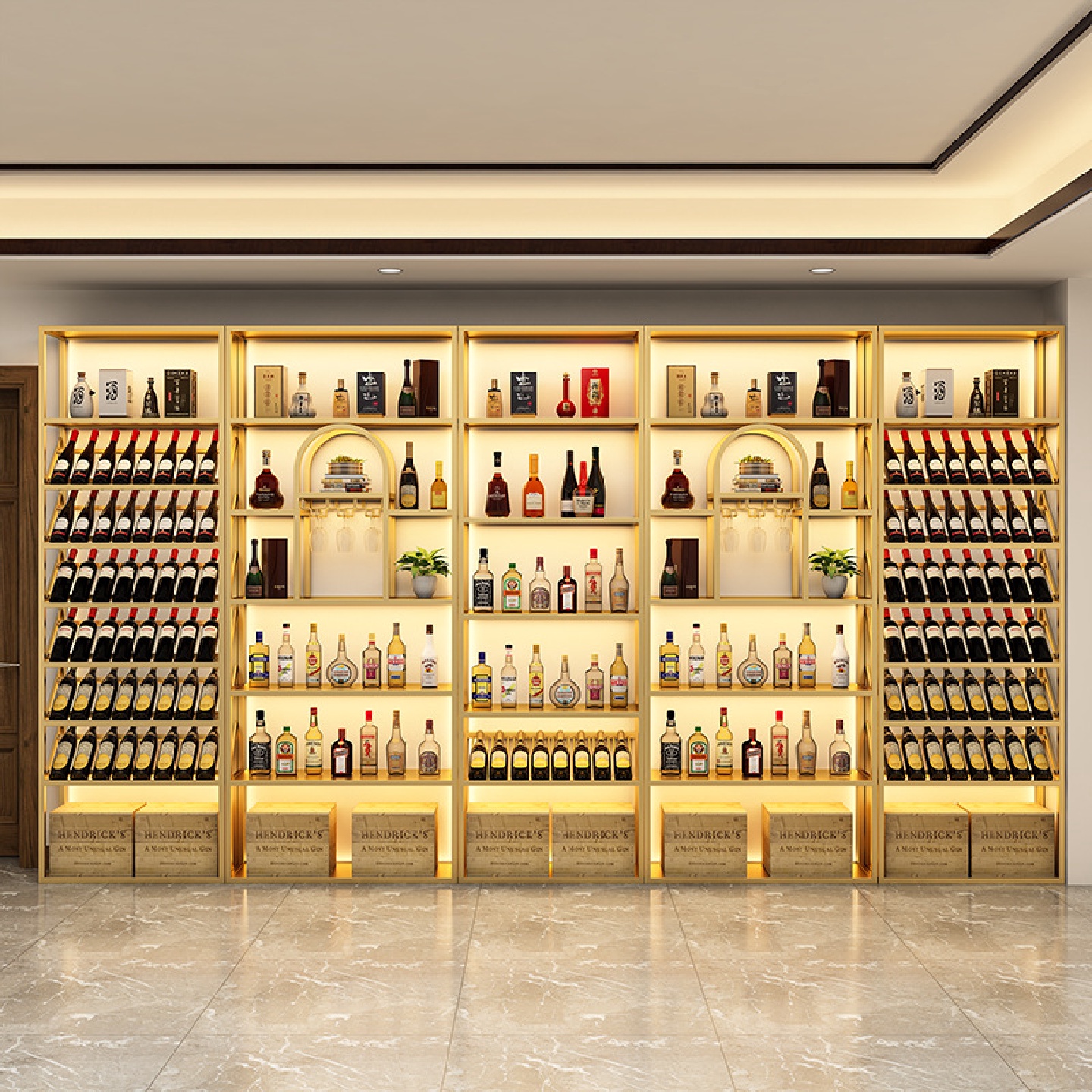 红酒架子展示架红酒柜商用落地式白酒洋酒陈列架酒庄葡萄酒展示柜