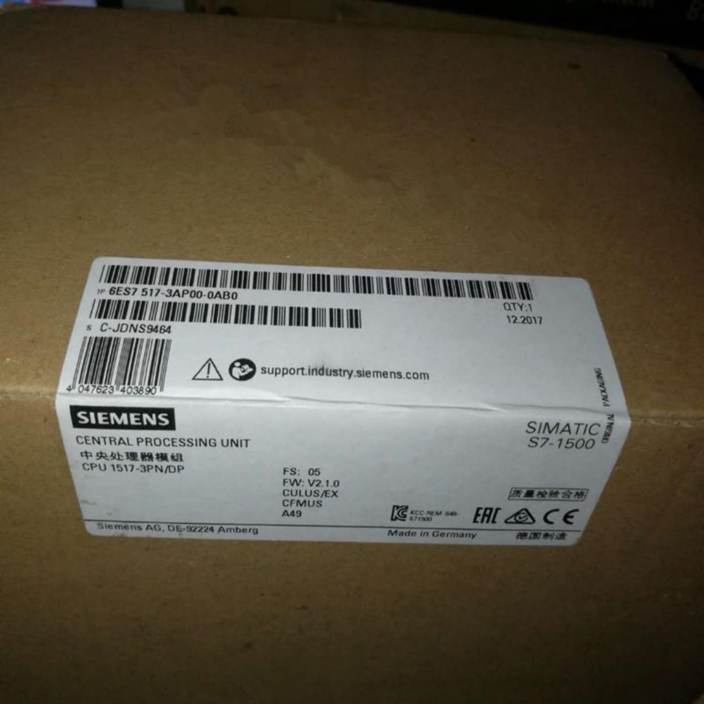 6ES7517-3AP00-0AB0 CPU 1517-3 PNDP中央处理器带内存