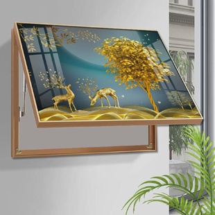 饰画3d立体简约现代免打孔遮挡箱电表总开关盒镶钻晶瓷画 电表箱装