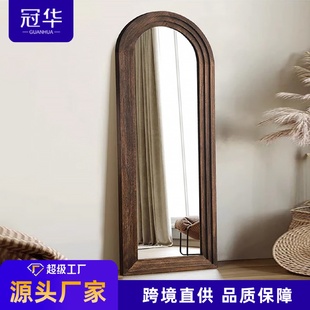 美式 復古風全身鏡網紅法式 拱形高清落地鏡做舊中古穿衣鏡 現貨