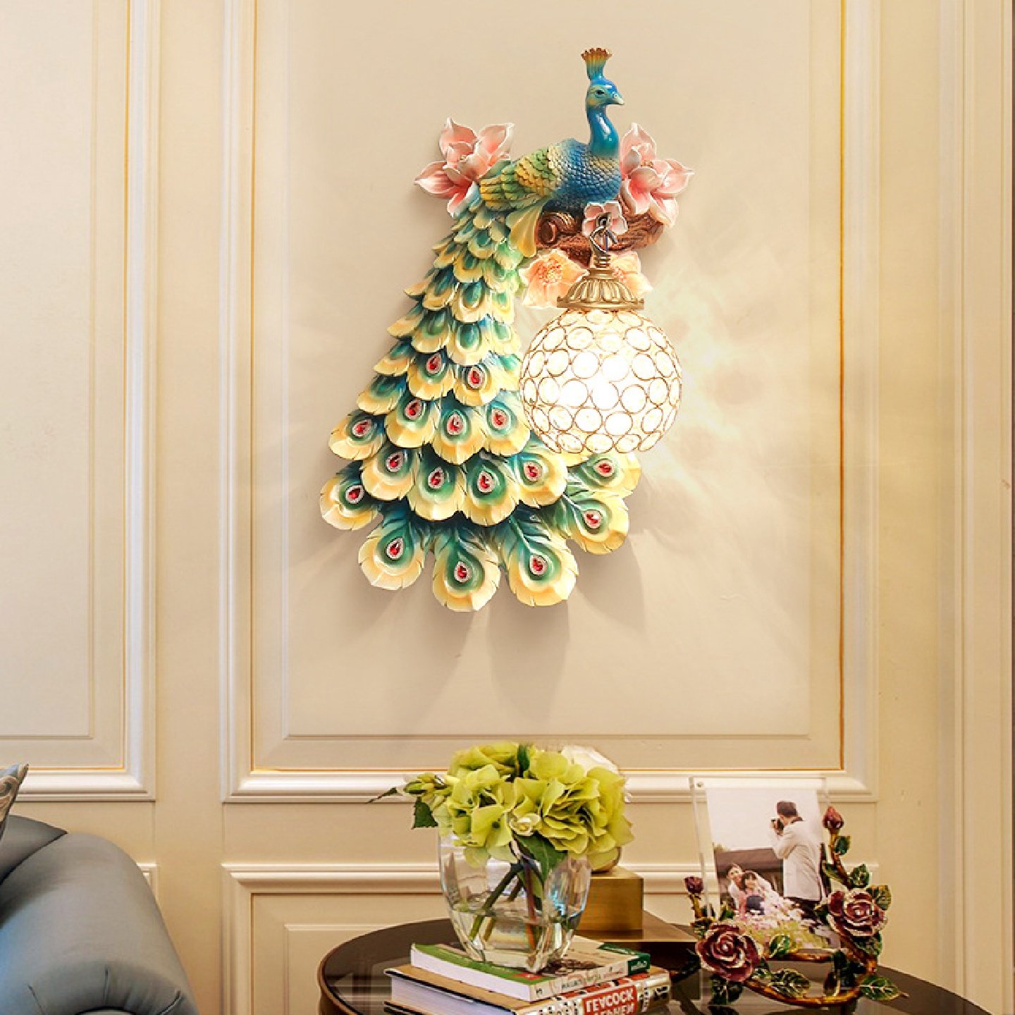 欧式创意客厅壁灯北欧背景墙过道楼梯孔雀壁灯简约现代卧室床头灯,橡塑材料及制品,亚克力管/有机玻璃管,淘宝优惠券,粉丝福利购,淘宝优惠卷