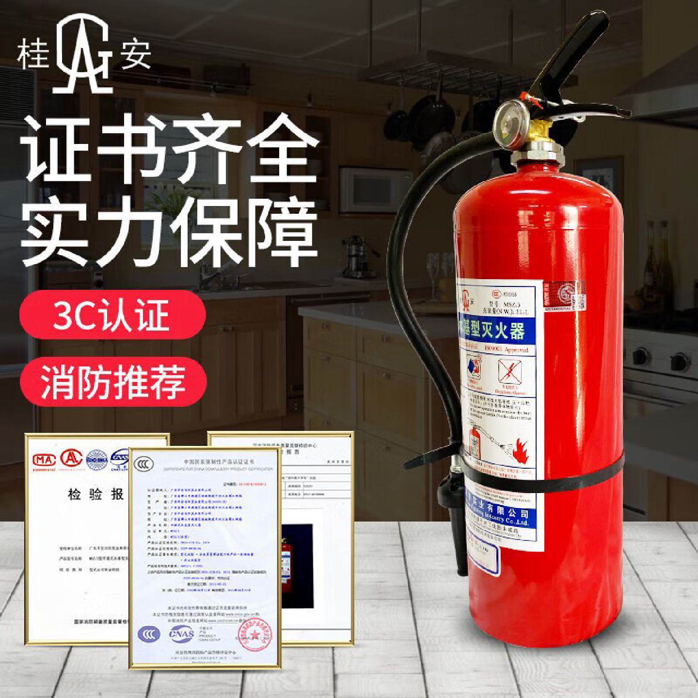 平安桂安手提式水基型灭火器3kg6kg泡沫灭火器国标厂家灭火设备