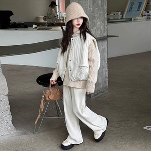 韩系高级感穿搭秋冬女童2025新款大童儿童毛衣针织衫秋装马甲套装