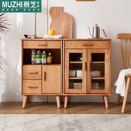 北欧实木餐边柜简约现代厨房碗柜收纳储物柜小户型客厅茶水柜