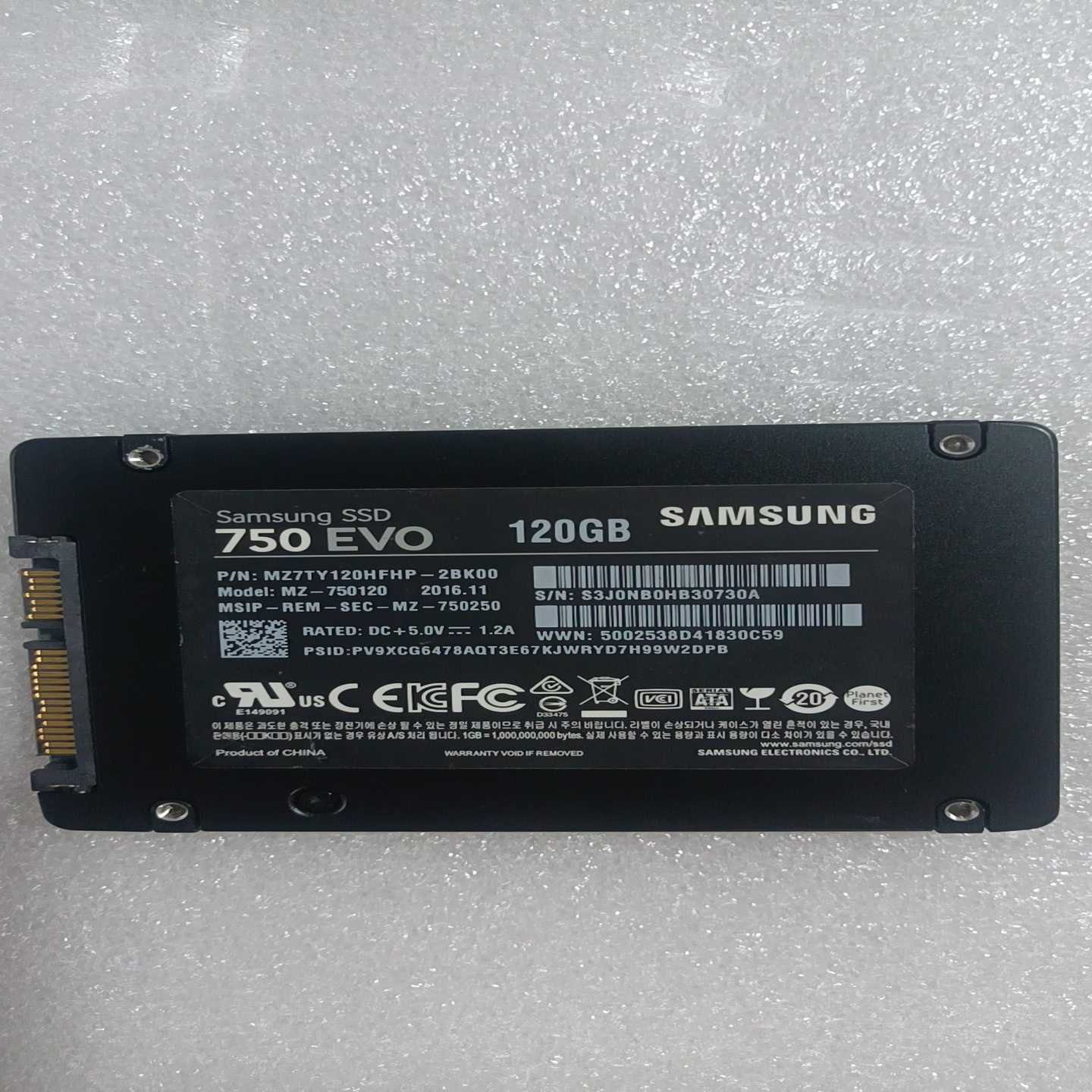 三星750EVO120GB固态硬盘健康度90%--议价商品