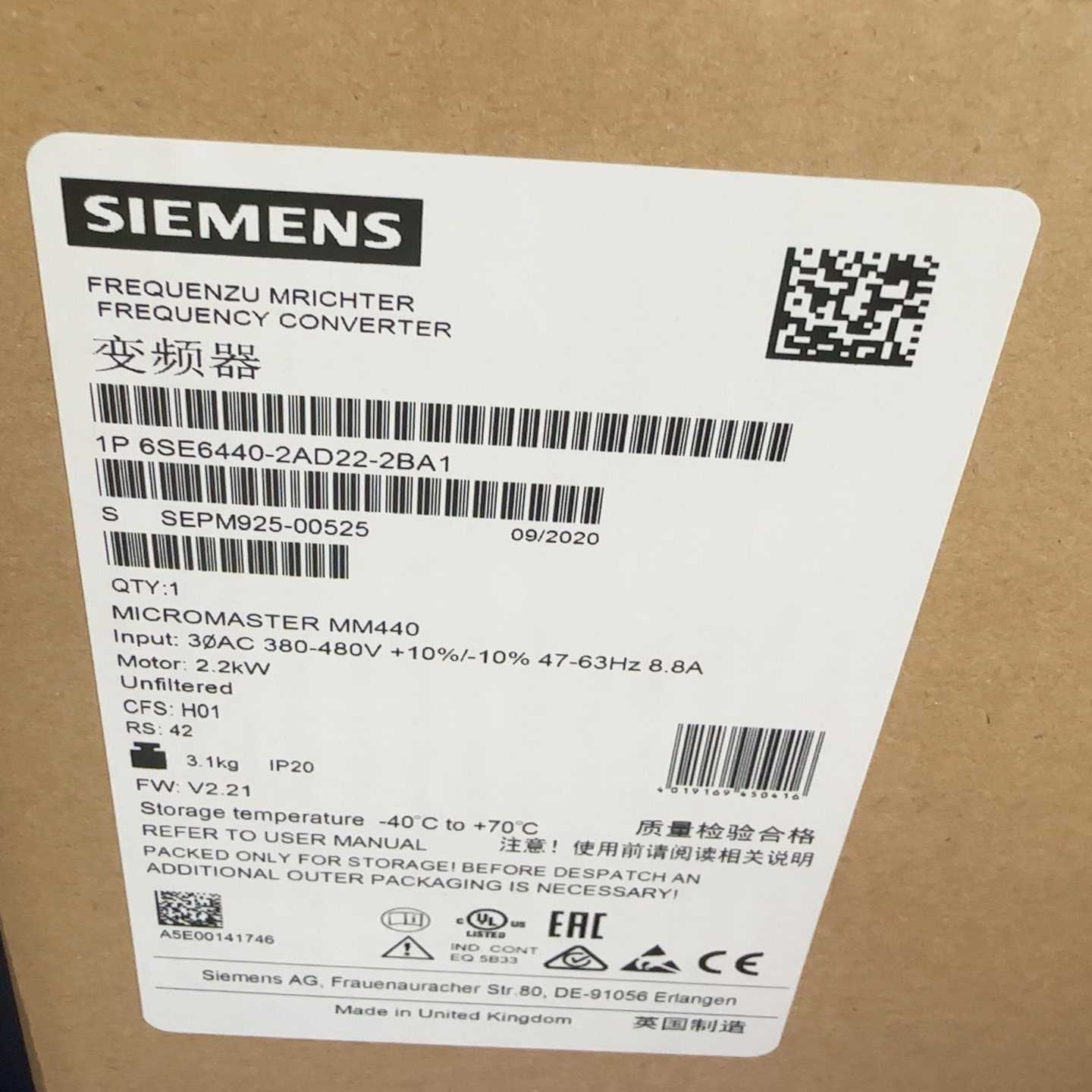 6SE6440-2AD22-2BA1变频器询价