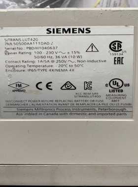 【星慕电子】7ML50500AA111DA0-Z SITRANS LUT