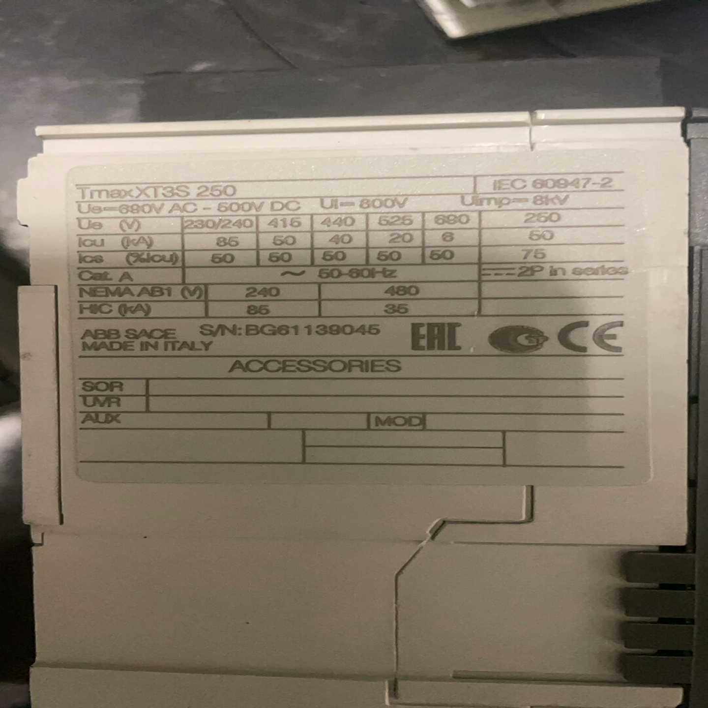 ABBTmaxXT3S250工程余货原装成色好--议价商品