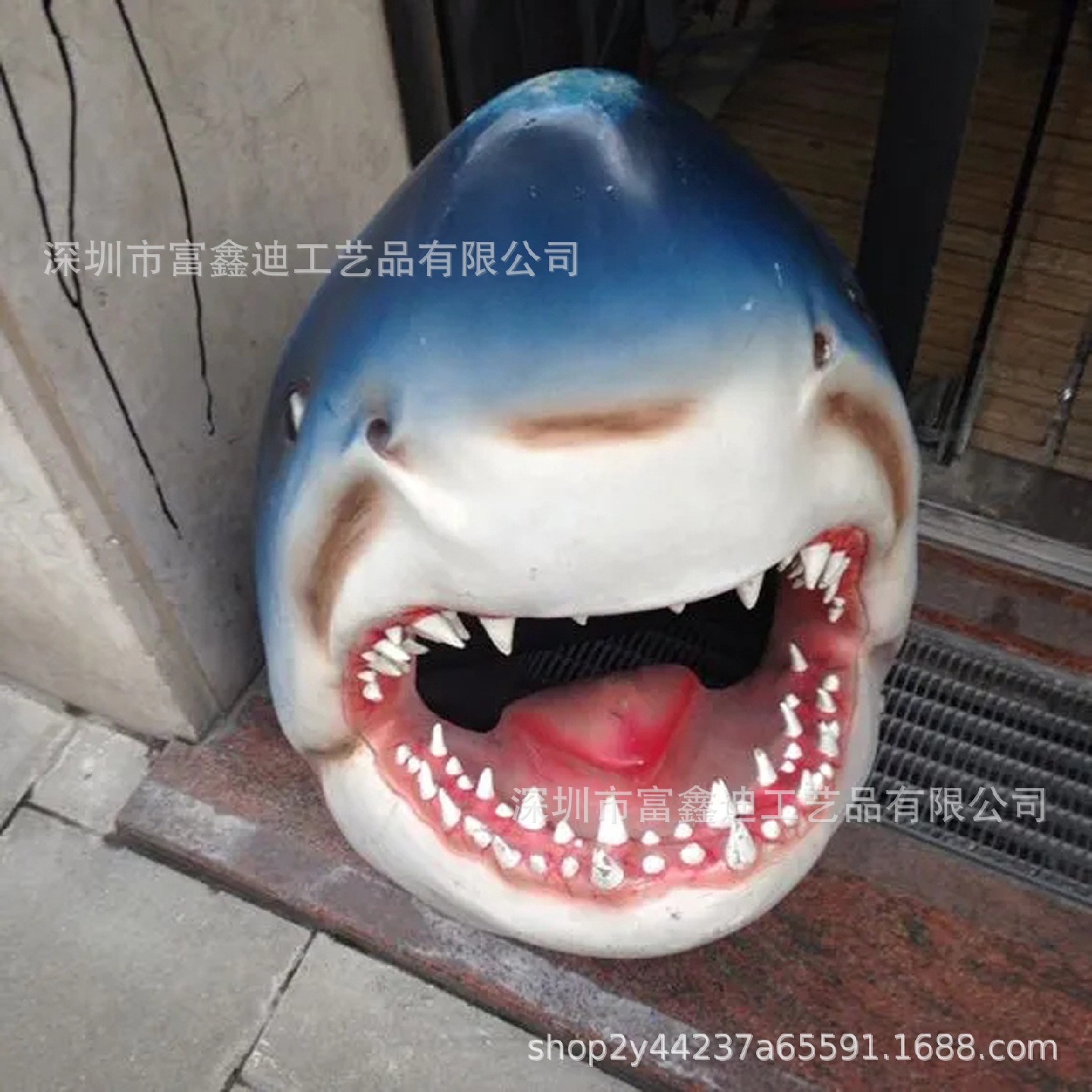 GreatWhiteSharkGardenArt鲨鱼摆件鲨鱼树脂摆件大白鲨艺术品