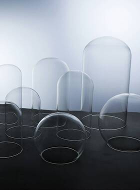 展示玻璃罩永生花罩手模LED灯罩圆柱形防尘透明烘焙蛋糕装饰半球