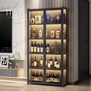 靠墙置物架现代简约小型白酒储藏柜子 酒柜展示柜家用客厅2024新款