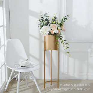 饰品落地摆件 北欧风花架客厅仿真花摆设植物假花绿植天堂鸟盆栽装