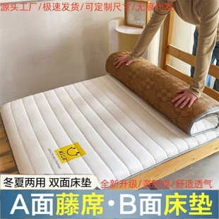 家用冬夏双面床垫软垫两用冰藤席加厚学生宿舍凉席榻榻米褥子批发