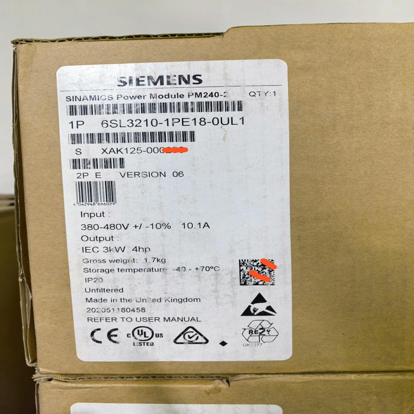 询价~6SL3210-1PE18-0UL1  K年 原标