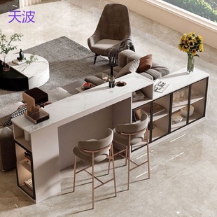 Rtd轻奢吧台桌长条柜家用客厅玄关小户型中岛餐桌实木隔断柜一体