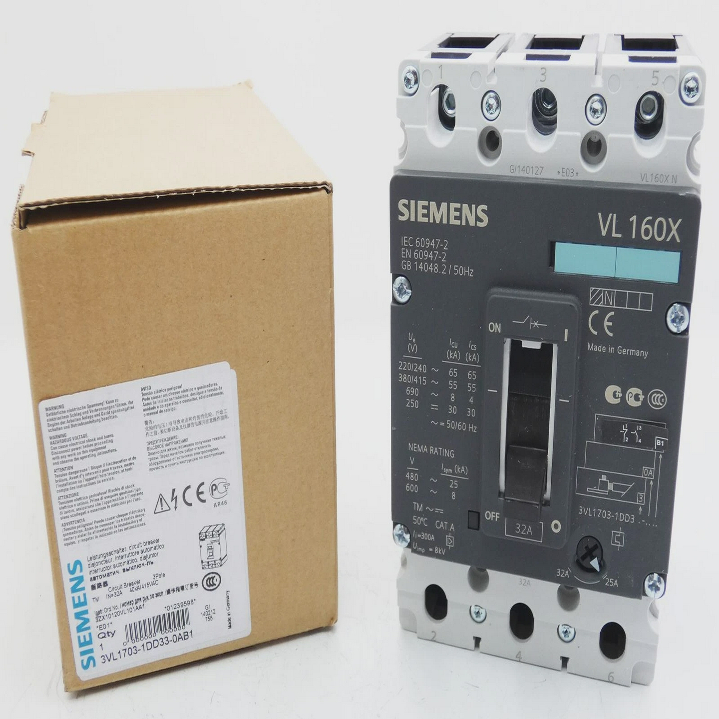 Siemens3VL1703-1DD33-0AB1E:01Leistungsschalter/CircuitBr