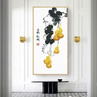 十字绣钻石绣新中式 五福临门 入户玄关竖版 葫芦贴钻钻石画满钻新款