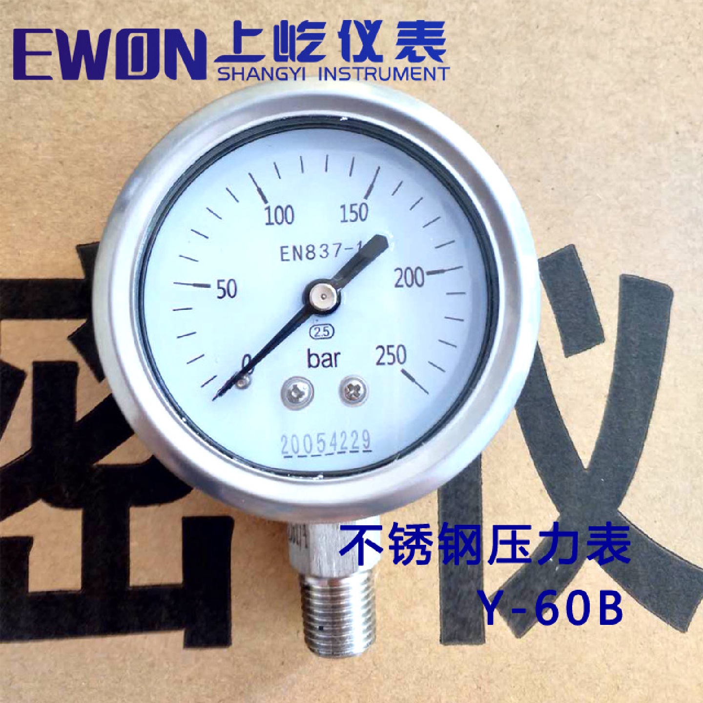 EN837-1不锈钢压力表Y-60B抗震压力表250bar径向-1-25bar316SS
