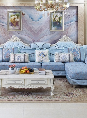 欧式布艺沙发小户型美式转角贵妃椅沙发家具欧式客厅组合套装家具