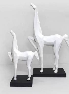 结婚送礼欧式家居动物客厅朋友电镀抽象母子马树脂装饰工艺品摆件