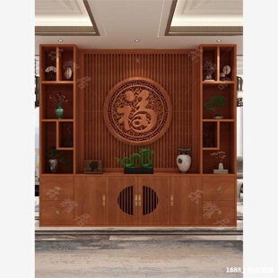 入户门家用实木玄关新款 2024厅酒柜办公室新中式 屏风隔断客厅