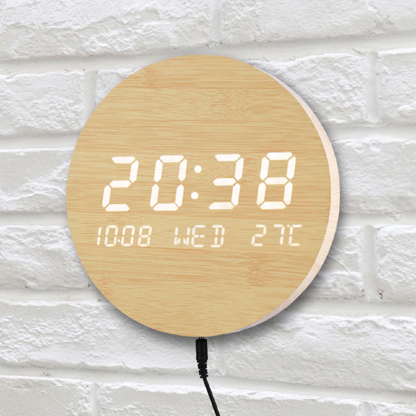 批发LED夜光墙面数字圆形挂钟创意客厅家用日历时钟表电子座钟万