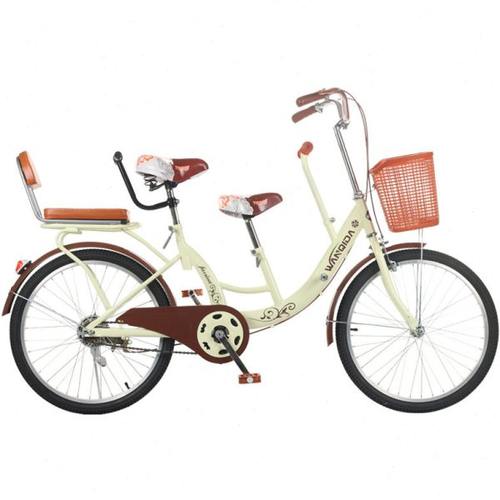 万骑达 22寸亲子车母子车 双人双座自行车 可带小孩车女式女款