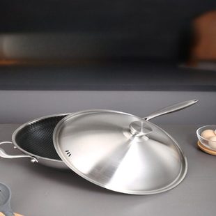 全钢加厚不锈钢锅盖家用炒菜锅盖通用平底锅炒锅锅盖30cm32cm34cm