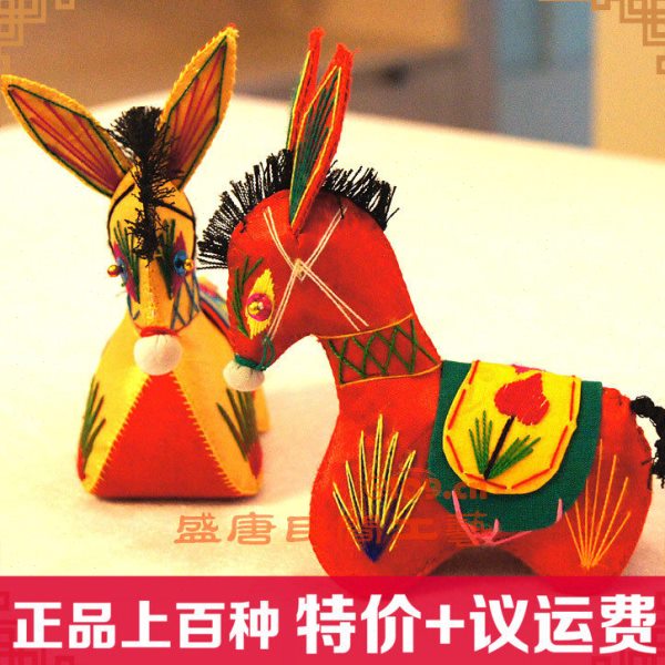 绸布面小驴驴陕西民间纯手工制作田园风格摆件出国礼品中国风格