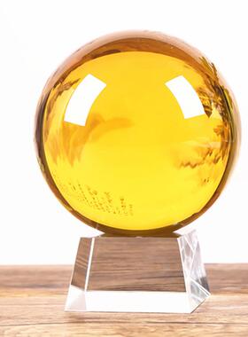 精品金黄色水晶风水球招财镇宅客厅玄关电视柜办公桌家居装饰摆件