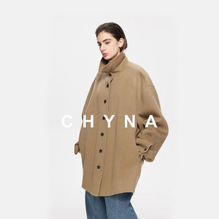 李大琪【枫糖】老钱风前短后长山羊绒绵羊毛呢外套中长款大衣