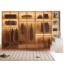 实木质奶油风组合简约现代轻奢衣柜家用卧室玻璃门衣帽间主卧衣橱